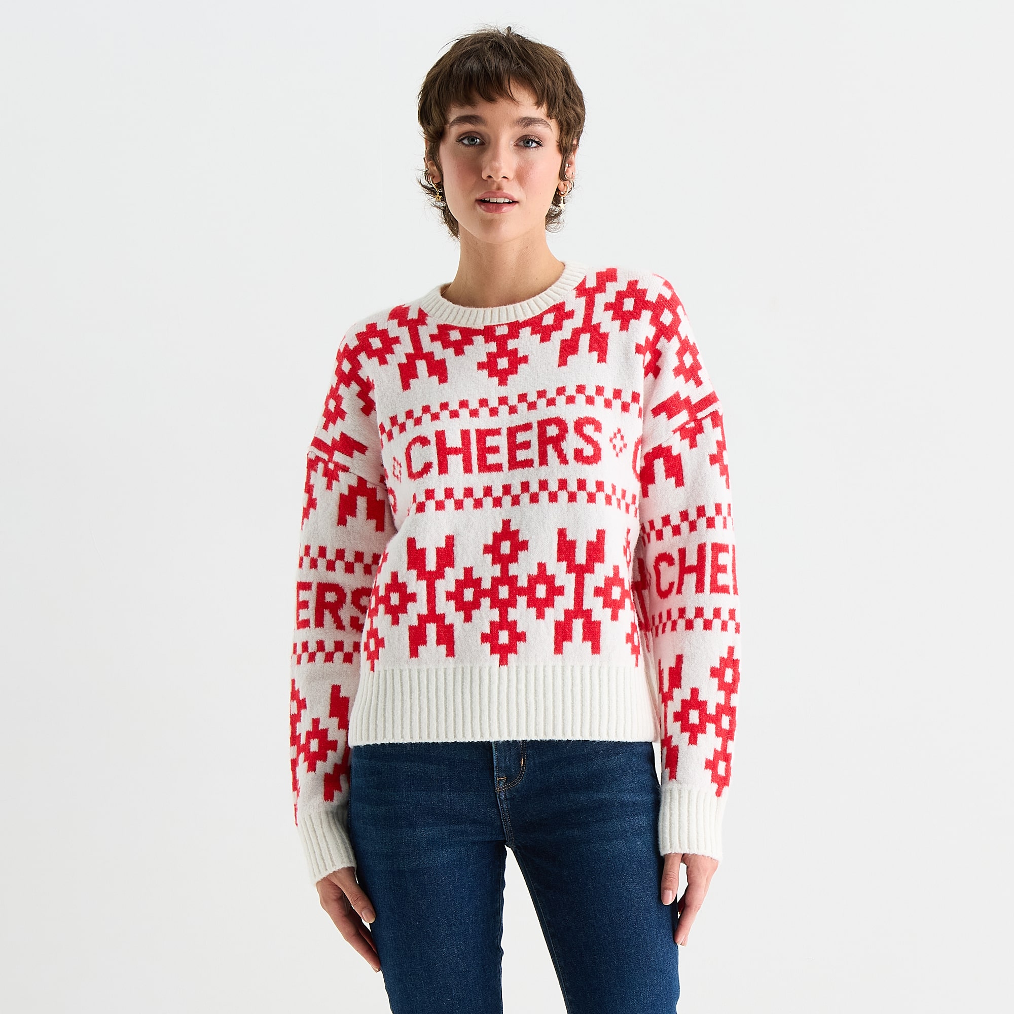 Arizona Juniors Womens Crew Neck Long Sleeve Pullover Sweater