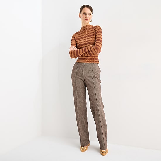 Worthington Womens Mock Neck Long Sleeve Striped Pullover Sweater