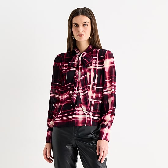 Worthington Womens V Neck Long Sleeve Blouse