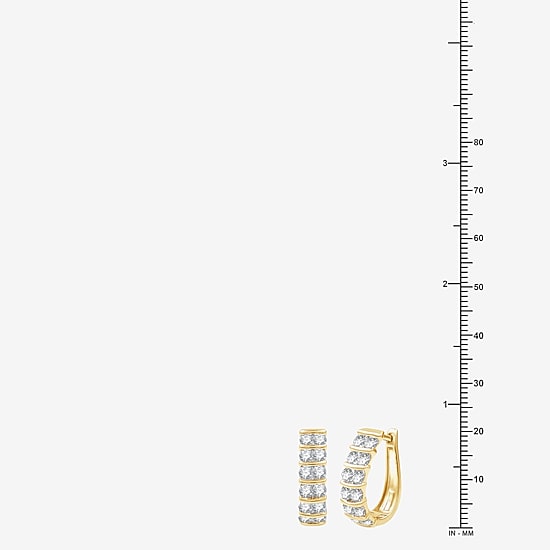 G/ Si1-Si2 Womens 2 CT. T.W. Lab Grown White Diamond 14K Gold Over Silver 20.5mm Round Hoop Earrings