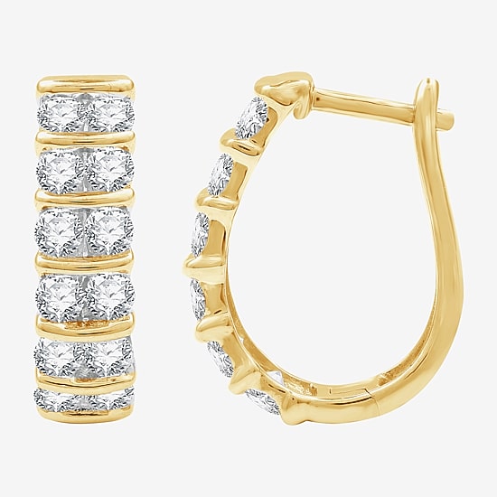 G/ Si1-Si2 Womens 2 CT. T.W. Lab Grown White Diamond 14K Gold Over Silver 20.5mm Round Hoop Earrings