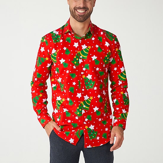 Suitmeister Christmas Mens Regular Fit Long Sleeve Dress Shirt