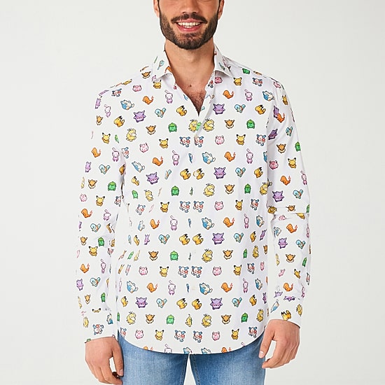 Opposuits Mens Regular Fit Pokemon Long Sleeve Dress Shirt