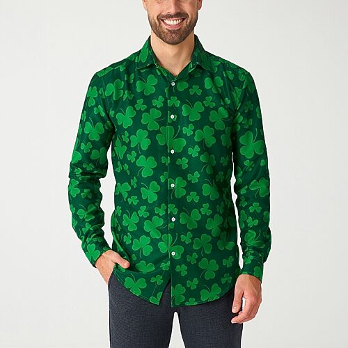 Suitmeister Men's St. Pats Green - Button Down Shirt for Men for St. Patrick's Day - Long sleeve - Green