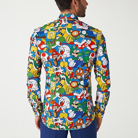 Opposuits Mens Regular Fit Super Mario Long Sleeve Dress Shirt