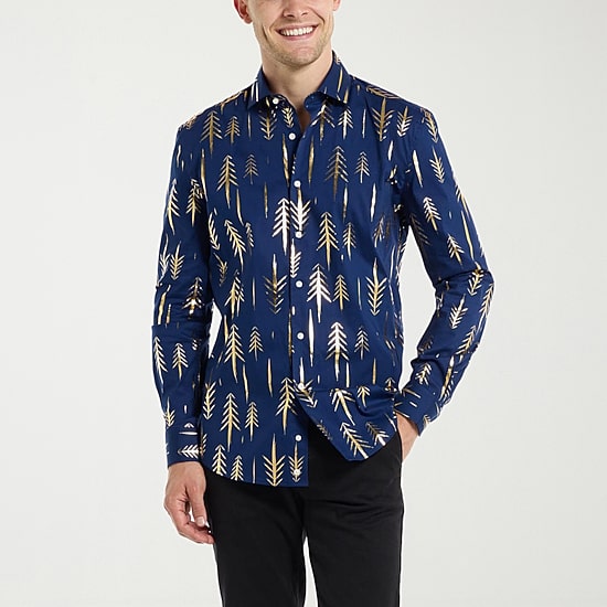 Opposuits Terrific Tree Mens Regular Fit Long Sleeve Dress Shirt