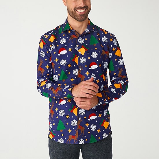 Suitmeister Christmas Mens Regular Fit Long Sleeve Dress Shirt