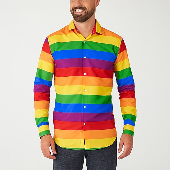Suitmeister Rainbow Mens Regular Fit Long Sleeve Dress Shirt