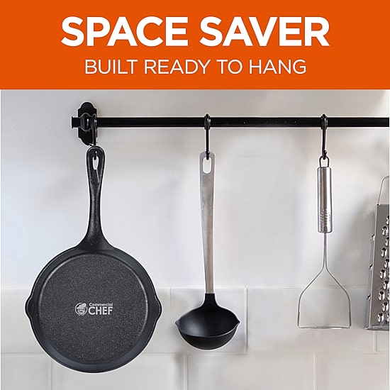 Commercial Chef Cast Iron 3-Piece Skillet