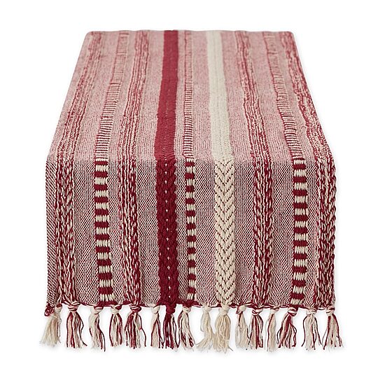 Design Imports Barn Red Braided Stripe Table Runner