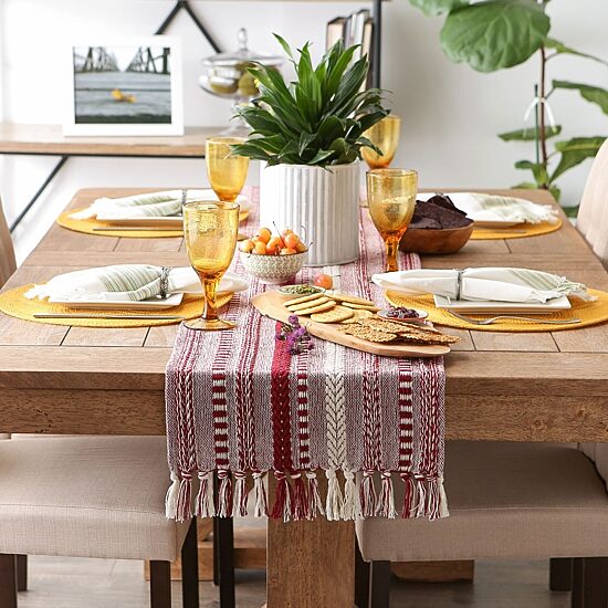 Design Imports Barn Red Braided Stripe Table Runner