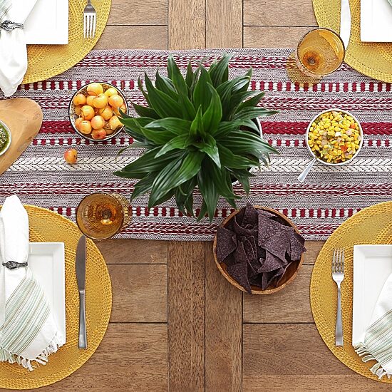 Design Imports Barn Red Braided Stripe Table Runner