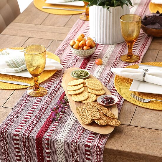 Design Imports Barn Red Braided Stripe Table Runner