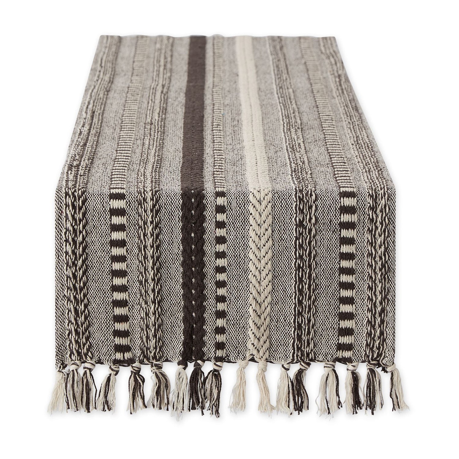 Design Imports Dark Brown Braided Stripe Table Runner
