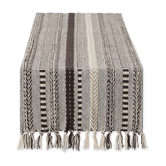 Design Imports Dark Brown Braided Stripe Table Runner