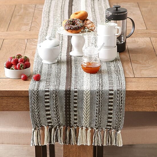 Design Imports Dark Brown Braided Stripe Table Runner