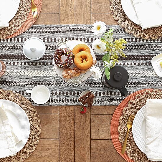 Design Imports Dark Brown Braided Stripe Table Runner
