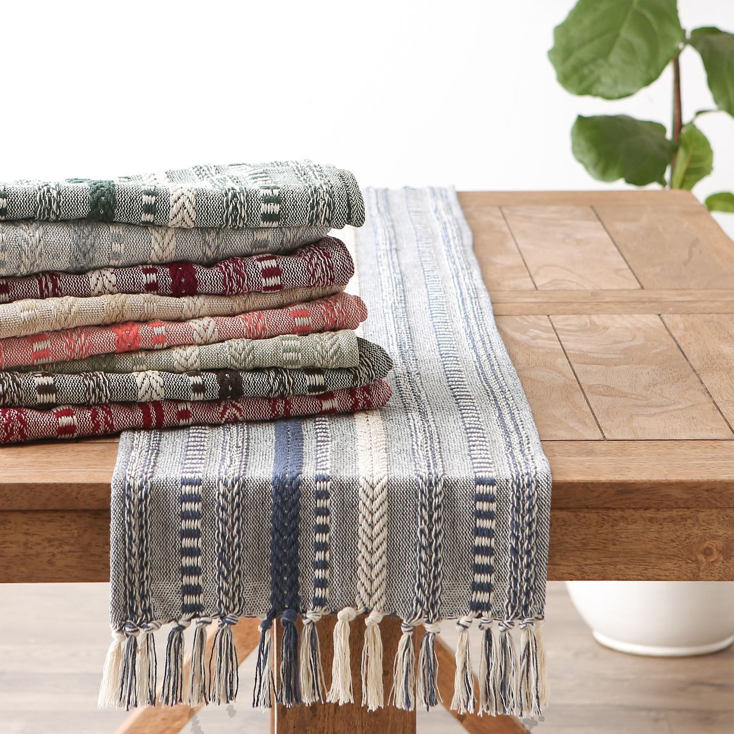 Design Imports Dark Brown Braided Stripe Table Runner