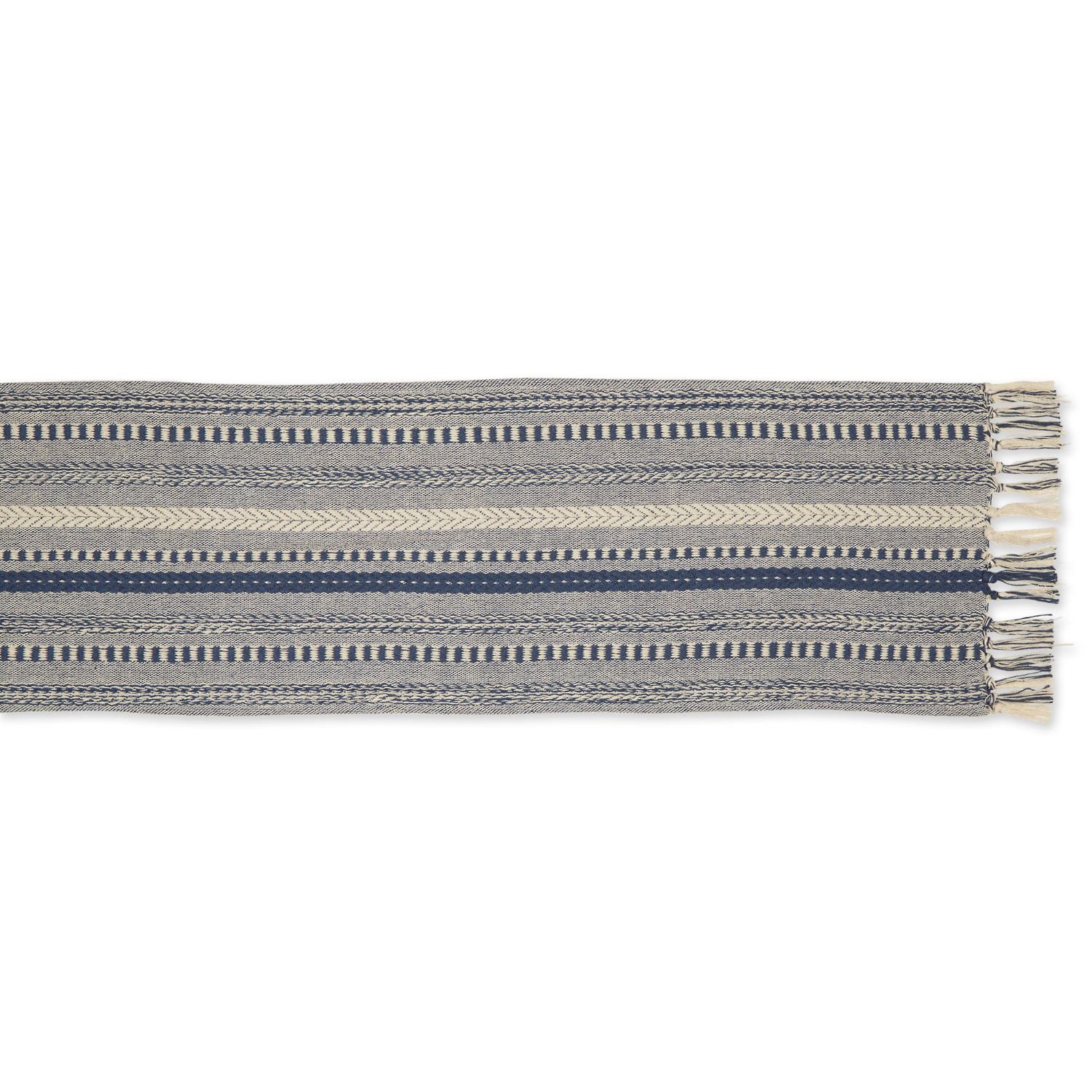 Design Imports French Blue Braided Stripe Table Runner