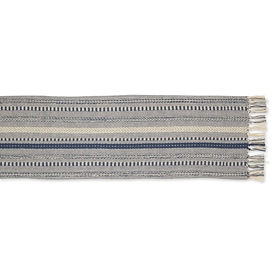Design Imports French Blue Braided Stripe Table Runner