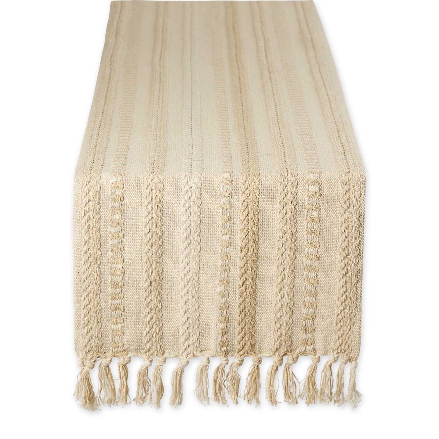 Design Imports Vintage Linen Braided Stripe Table Runner