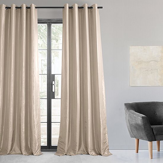 Exclusive Fabrics & Furnishing Faux Silk Taffeta Grommet Top Energy Saving Blackout Single Curtain Panel