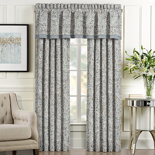 Queen Street Garrison Rod Pocket Light-Filtering Set of 2 Curtain Panel, One Size, Blue