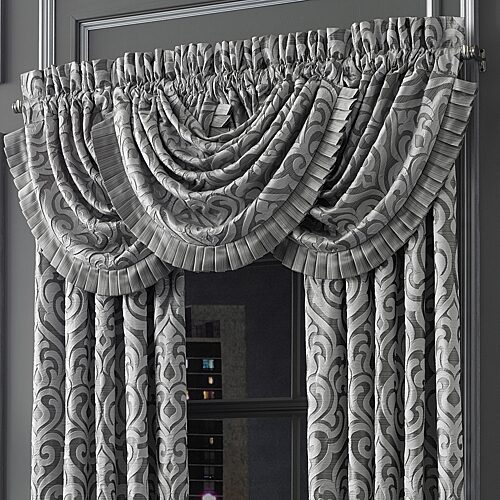 Queen Street Lafayette Rod Pocket Waterfall Valance, One Size, Silver