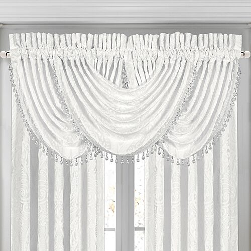 J Queen New York Bianco Waterfall Window Valance, 33" x 49" - White