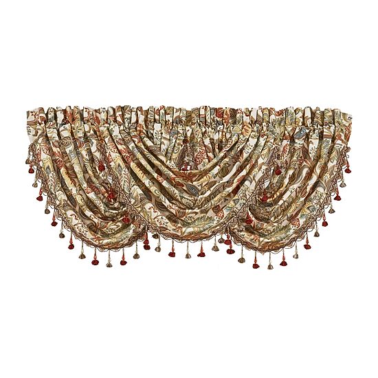 Five Queens Court August Rod Pocket Waterfall Valance
