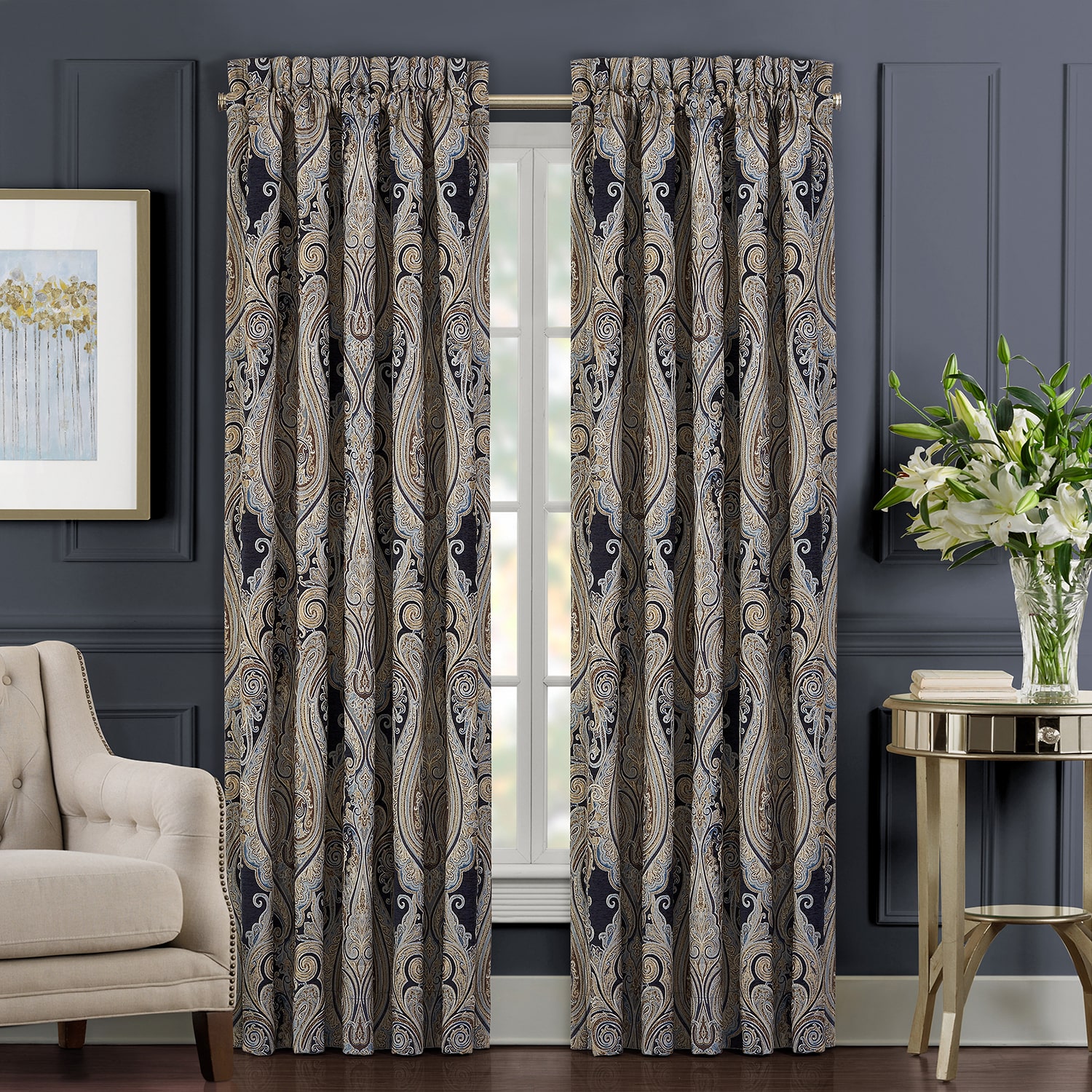Queen Street Lakeview Rod Pocket Light-Filtering Set of 2 Curtain Panel