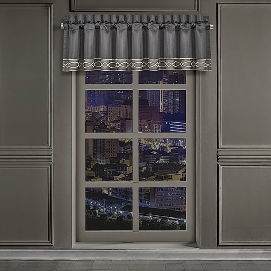 Queen Street Darwin Charcoal Rod Pocket Tailored Valance
