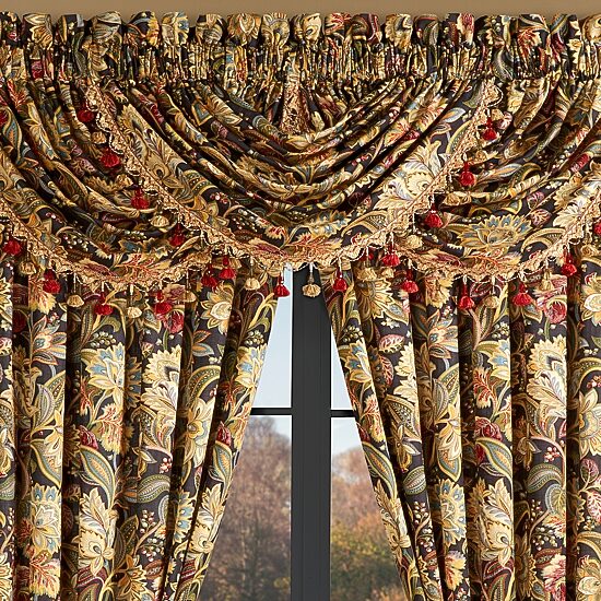 Five Queens Court Stefania Rod Pocket Waterfall Valance