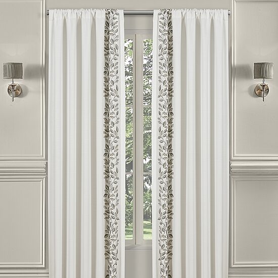 Royal Court Laurel Rod Pocket Embroidered Light-Filtering Set of 2 Curtain Panel