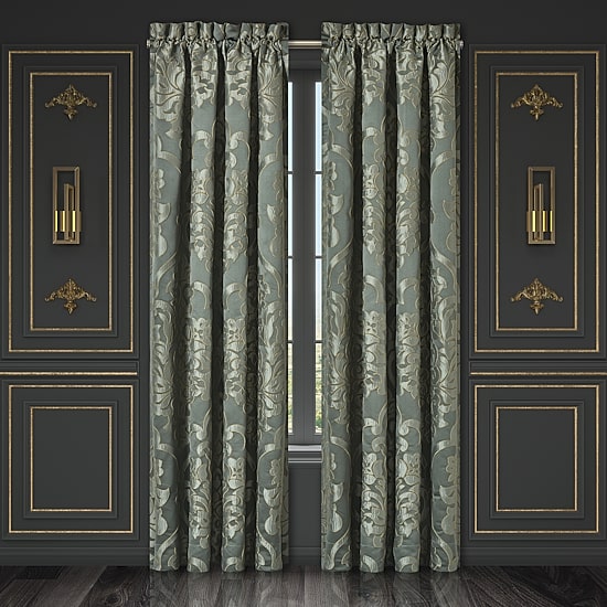 Queen Street Salerno Rod Pocket Embellished Light-Filtering Set of 2 Curtain Panel