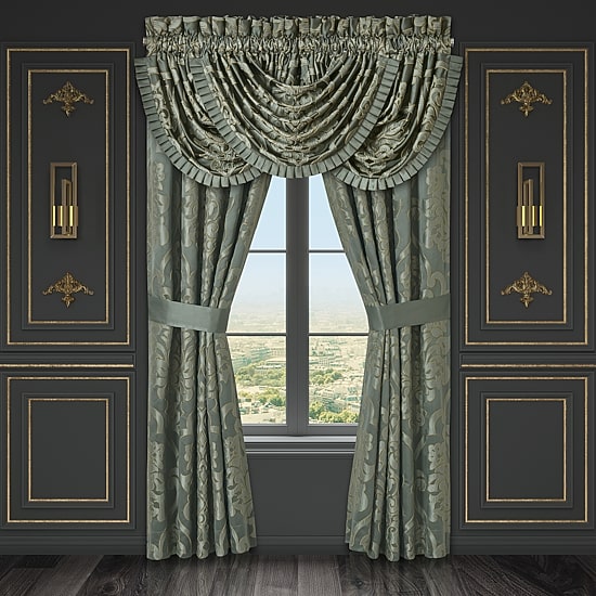 Queen Street Salerno Rod Pocket Embellished Light-Filtering Set of 2 Curtain Panel
