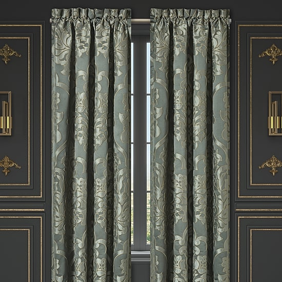 Queen Street Salerno Rod Pocket Embellished Light-Filtering Set of 2 Curtain Panel