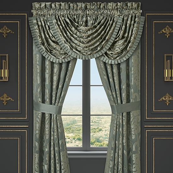 Queen Street Salerno Rod Pocket Embellished Light-Filtering Set of 2 Curtain Panel