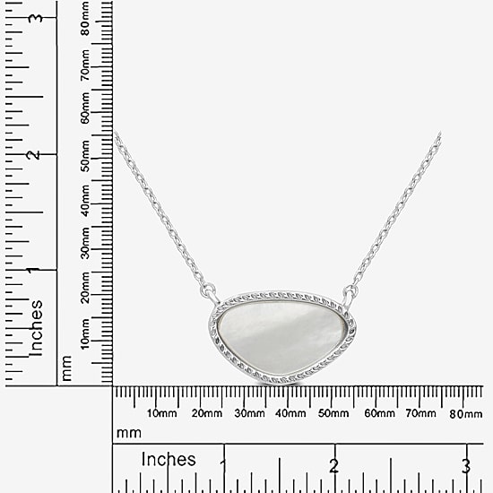Silver Treasures Genuine Stone Womens White Mother Of Pearl Sterling Silver 18 Inch Pendant Necklace