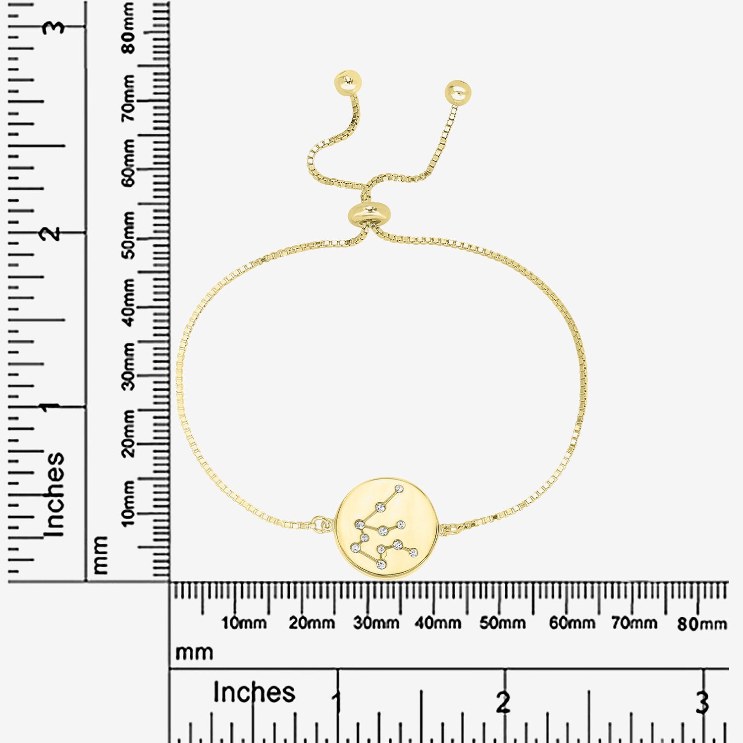 Sparkle Allure Zodiac Coin Womens Crystal 14K Gold Over Brass Round Bolo Bracelet