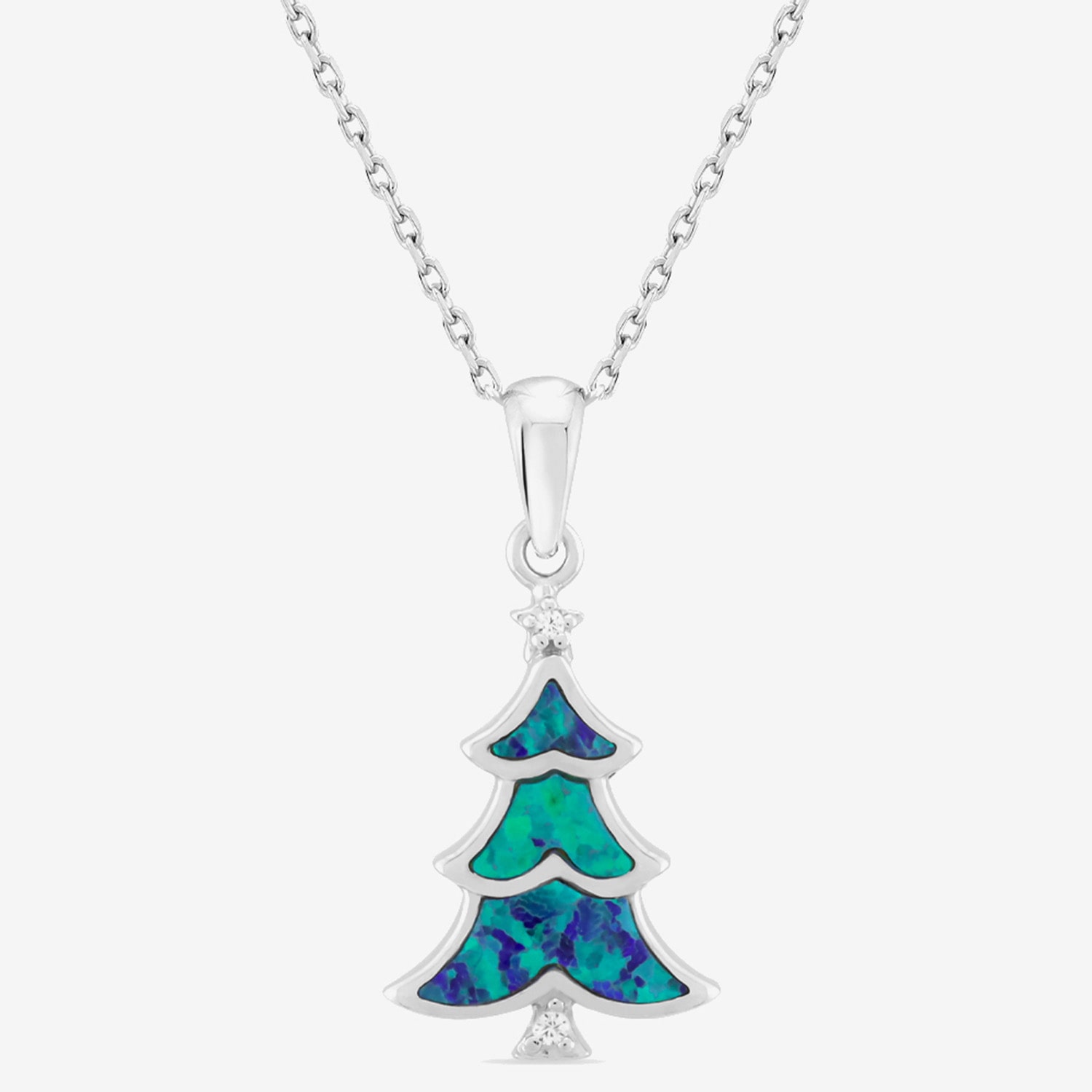 Limited Quantities! Christmas Tree Womens Lab Created Green Opal Sterling Silver 18 Inch Pendant Necklace