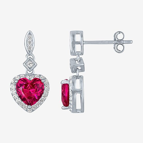 Yes, Please! Womens Lab Created Red Ruby Sterling Silver Heart 2-pc. Jewelry Set