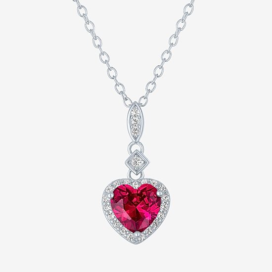 Yes, Please! Womens Lab Created Red Ruby Sterling Silver Heart 2-pc. Jewelry Set