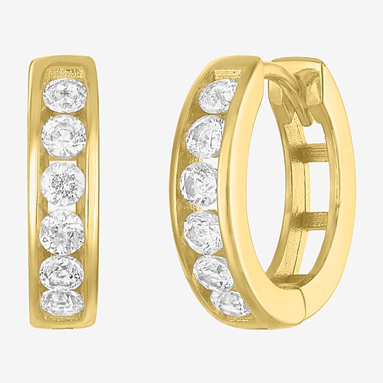 Yes, Please! Womens Lab Created White Sapphire 14K Gold Over Silver Round 2 Pair Earring Set
