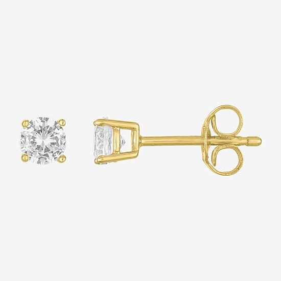 Yes, Please! Womens Lab Created White Sapphire 14K Gold Over Silver Round 2 Pair Earring Set