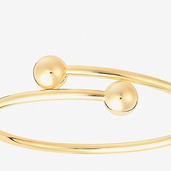 Silver Reflections Bypass Womens 14K Gold Over Brass Cuff Bracelet