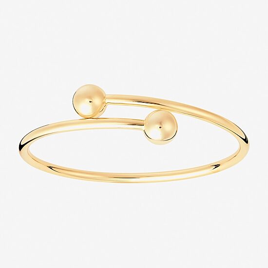 Silver Reflections Bypass Womens 14K Gold Over Brass Cuff Bracelet