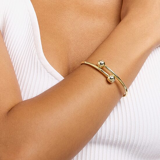 Silver Reflections Bypass Womens 14K Gold Over Brass Cuff Bracelet