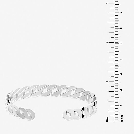 Silver Reflections Curb Chain Womens Pure Silver Over Brass Cuff Bracelet