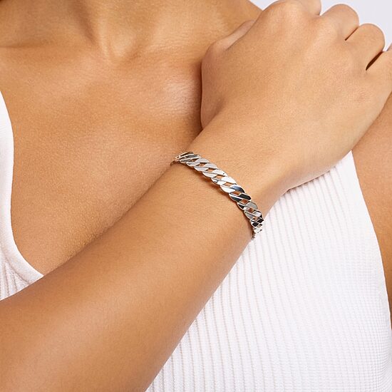 Silver Reflections Curb Chain Womens Pure Silver Over Brass Cuff Bracelet